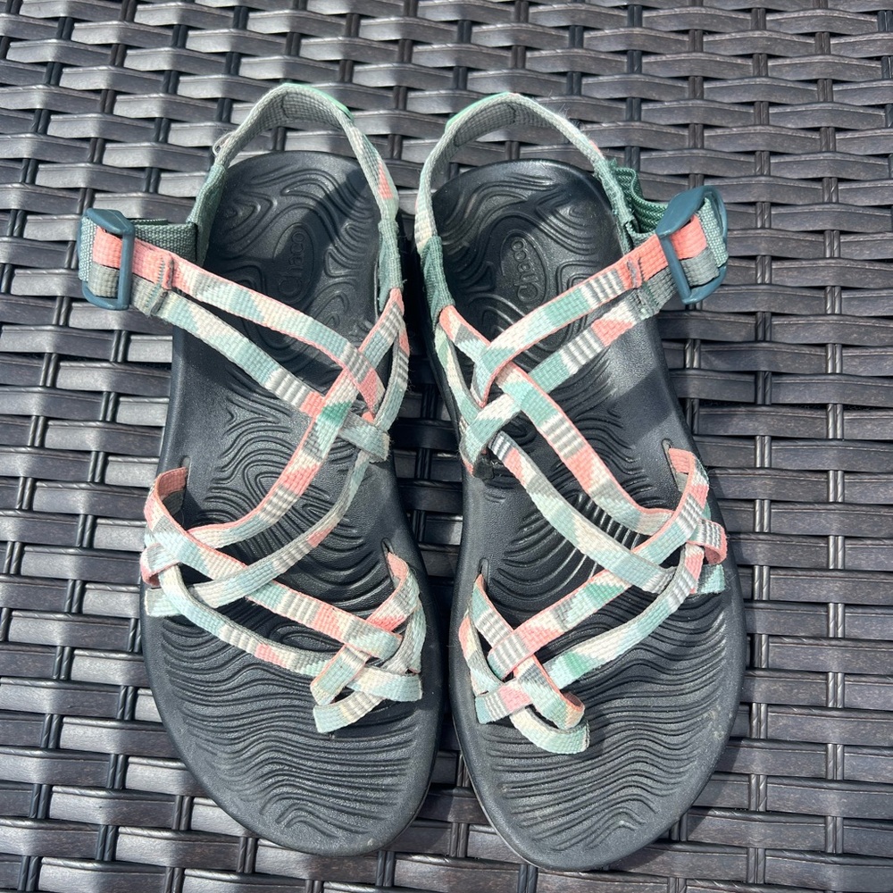 Chaco Women's Strappy Sandals - Green and Pink